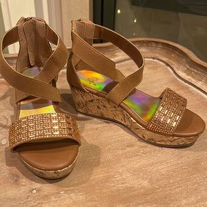 Justice size 13 girls cork wedges